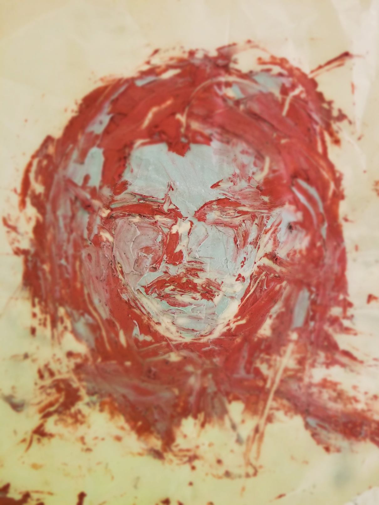 finished silicon portrait on plastic sheet